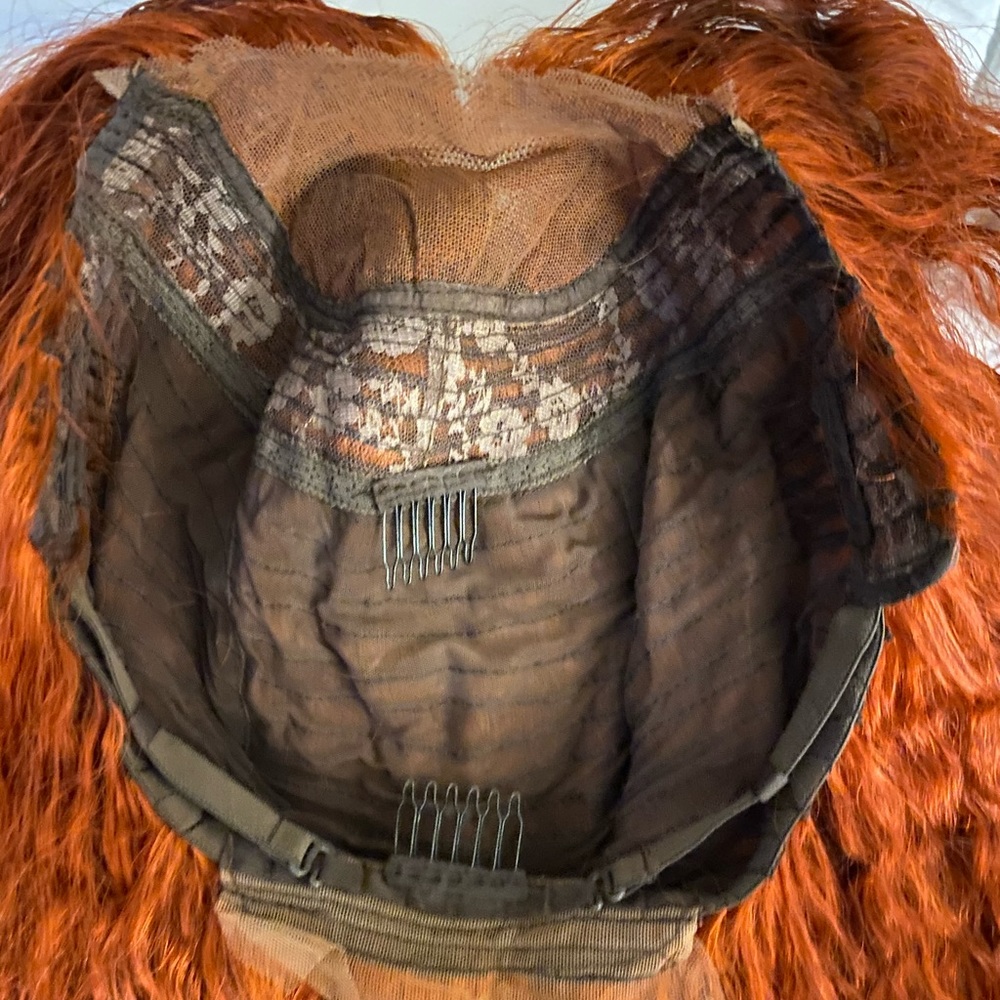 Orange-red deep wave wig